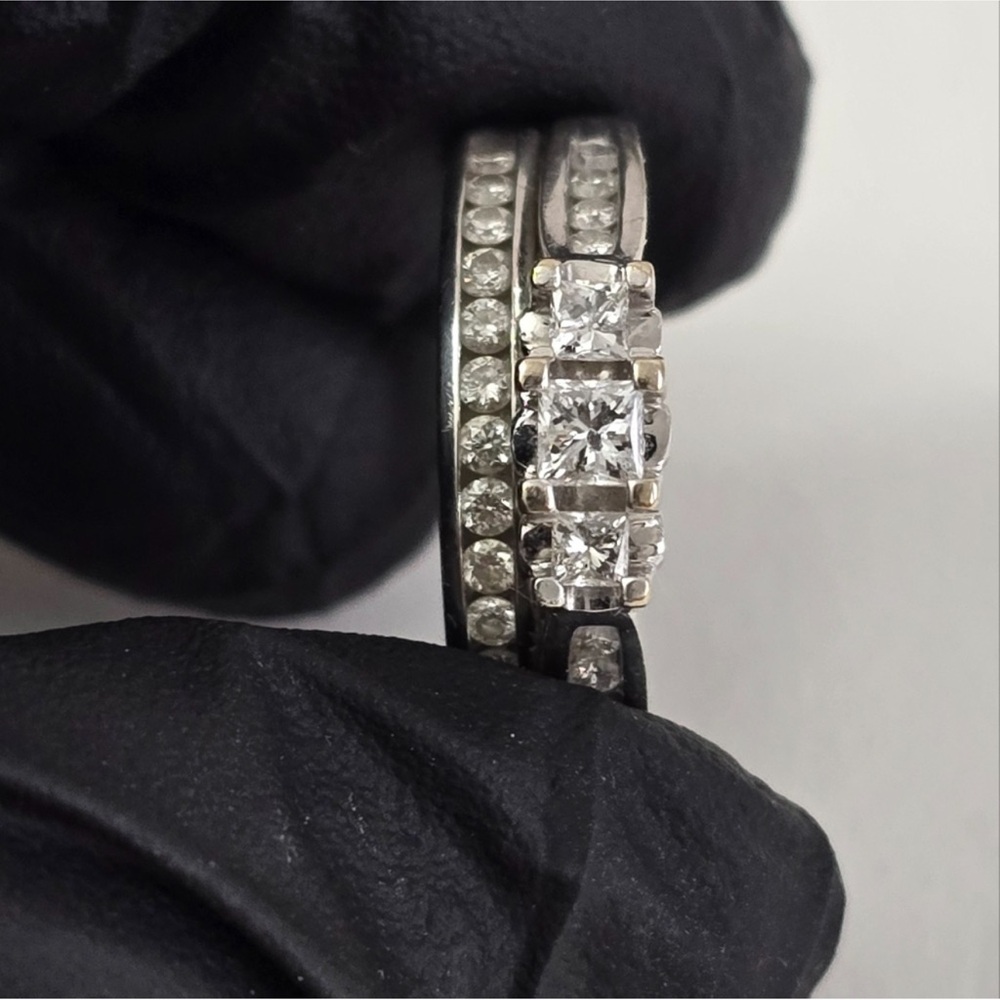 14K White Gold Diamond Bridal Ring Set - Picture 8 of 8